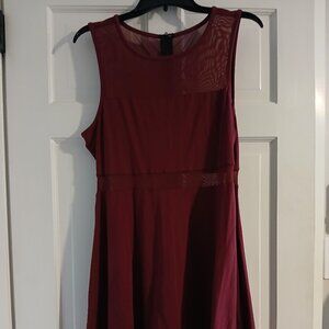 Sheer Express Burgundy Dress, Large